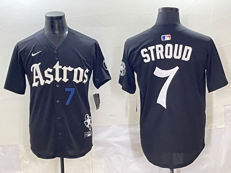 Men 2025 Houston Astros #7 Stroud Black Five generations Joint Name Nike MLB Jersey style 2